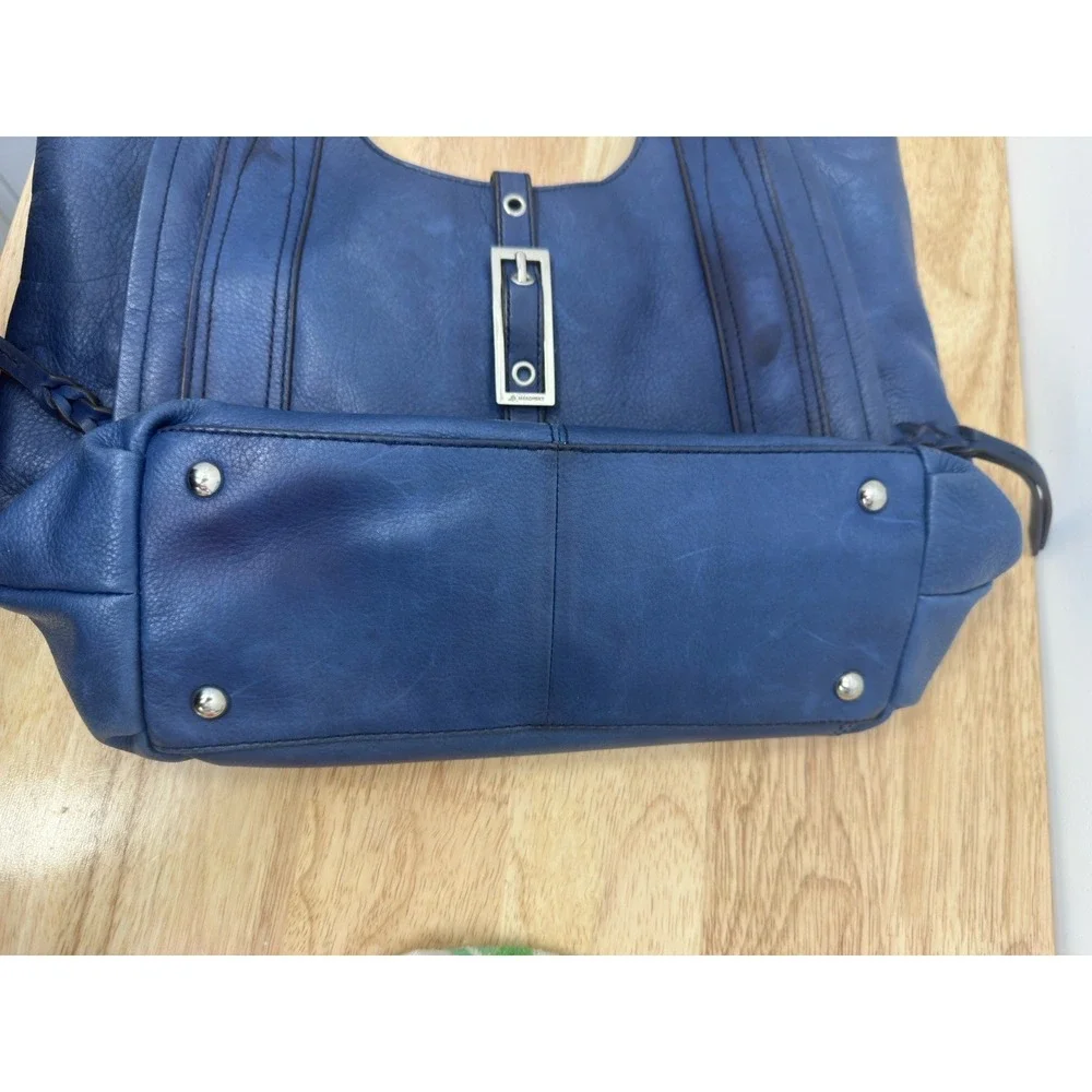 B Makowsky Blue Leather Hand Bag Purse Hobo‎ Shoulder Bag #33